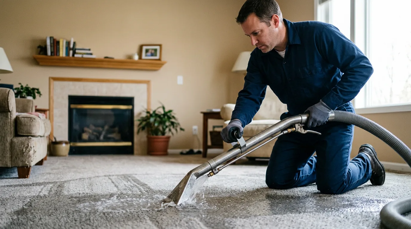 Water damage restoration technician working near Gardner, MA